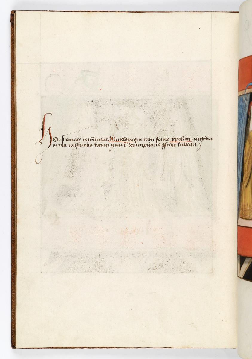 Einzug der Johanna von Kastilien in Brüssel am 9. Dezember 1496: Lebende Bilder: Kommentar zu Menelope mit zwei Frauen, die ihr Helm und Lanze halten