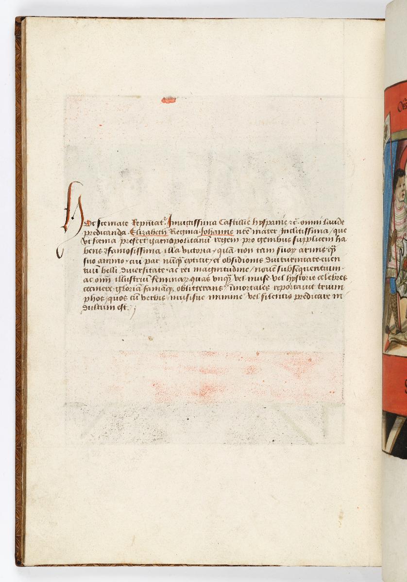 Einzug der Johanna von Kastilien in Brüssel am 9. Dezember 1496: Lebende Bilder: Kommentar zu Erzherzog Philipp kniet vor Johanna und hält seine Krone in Händen. Hinter ihnen ein Bannerträger und eine Bannerträgerin nebst Gefolge