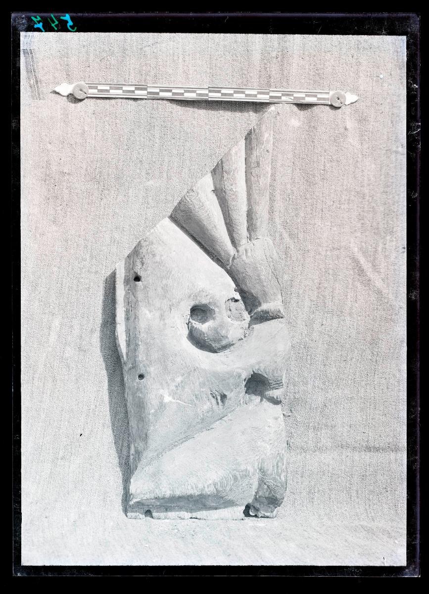 Marmor, Gips und Holz: Holzfragment (Ornament Nr. 71)