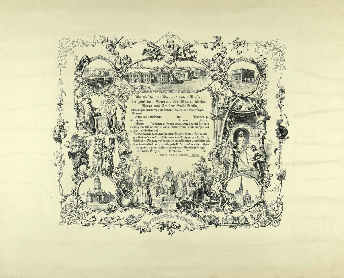 Gesellenbrief des Maurerhandwerks der Stadt Berlin