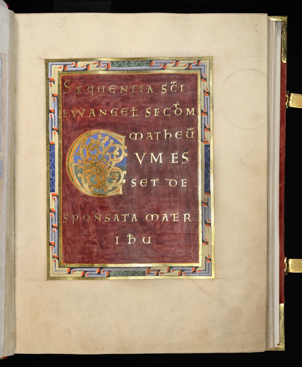 Evangelistar Heinrichs IV. (?), Zierseite zu Matthäus 1,8 mit Initiale C
