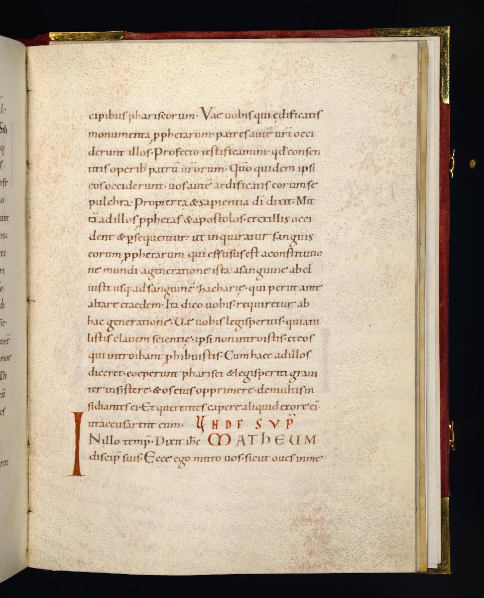 Evangelistar Heinrichs IV. (?), Textseite mit roter Textmarke I