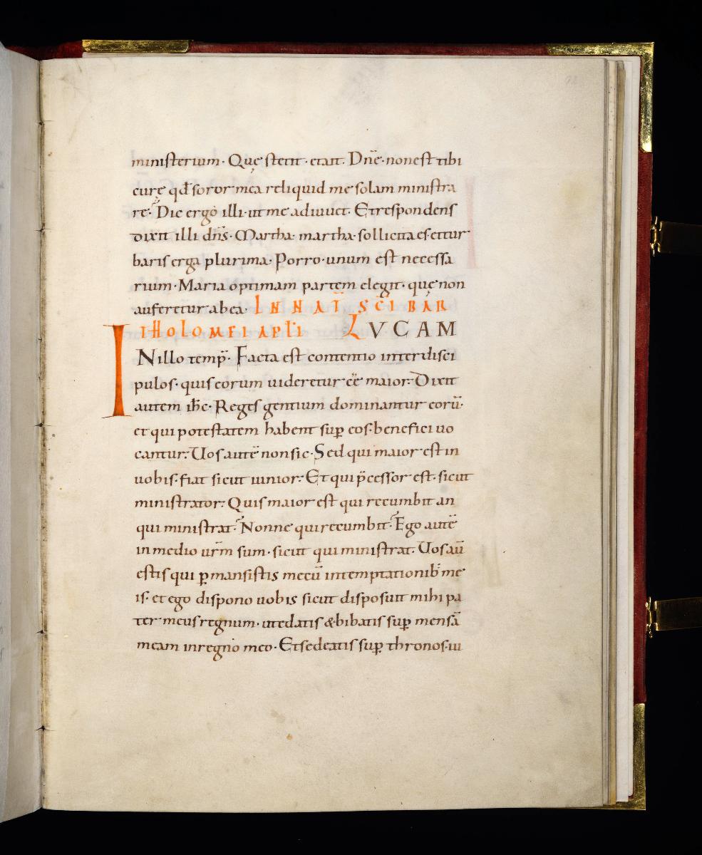 Evangelistar Heinrichs IV. (?), Textseite mit roter Textmarke I