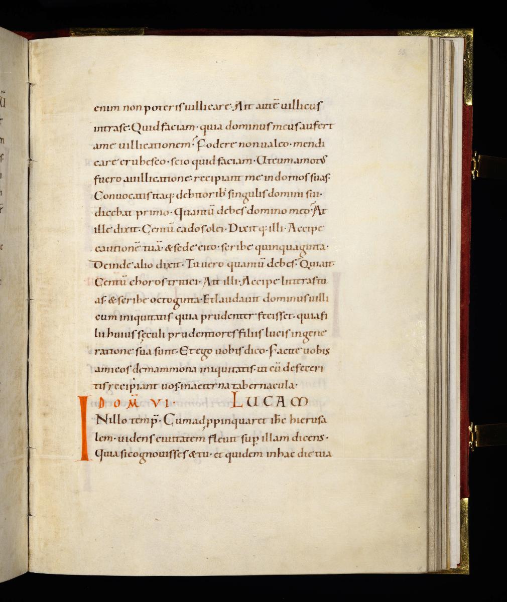 Evangelistar Heinrichs IV. (?), Textseite mit roter Textmarke I