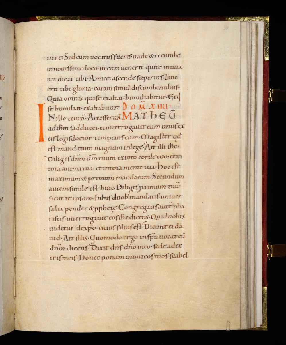 Evangelistar Heinrichs IV. (?), Textseite mit roter Textmarke I