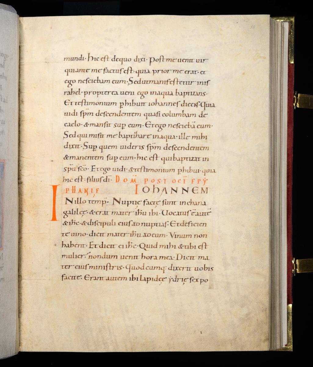 Evangelistar Heinrichs IV. (?), Textseite mit roter Textmarke I