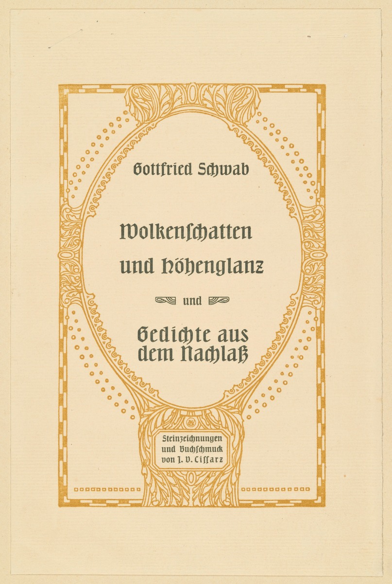 Probedruck Titel Gottfried Schwab, Wolkenschatten und Höhenglanz