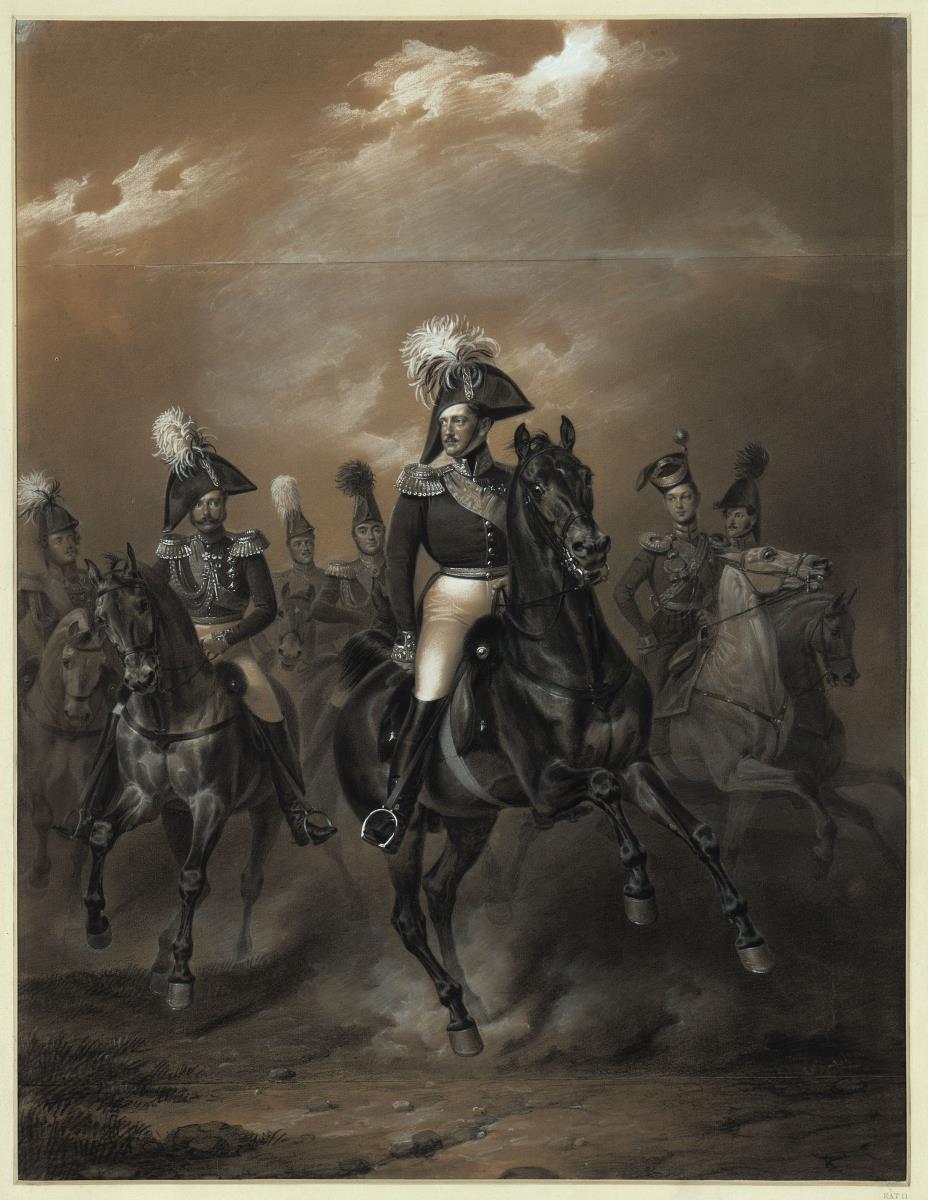 Zar Nikolaus I. mit Gefolge