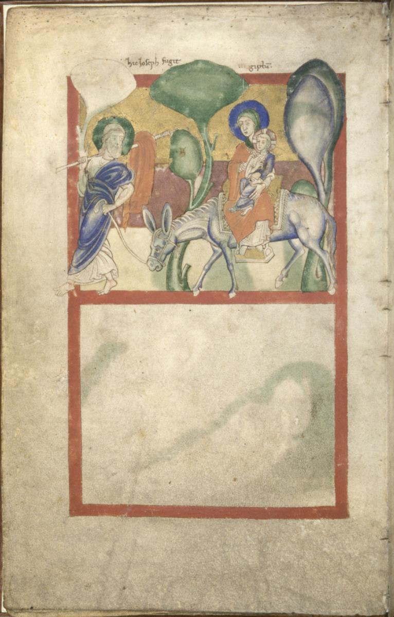 Fragment eines Psalteriums, Bl. 7 verso - Flucht nach Ägypten