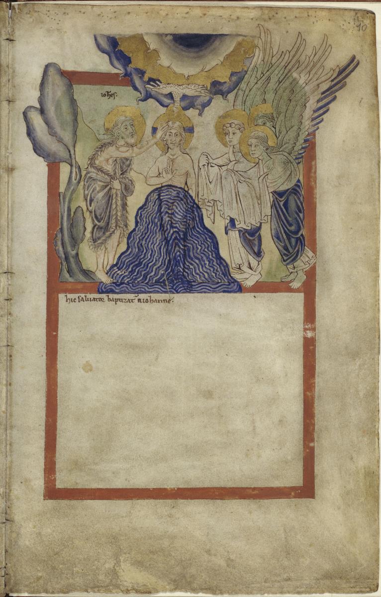 Fragment eines Psalteriums, Bl. 10 recto - Taufe Christi
