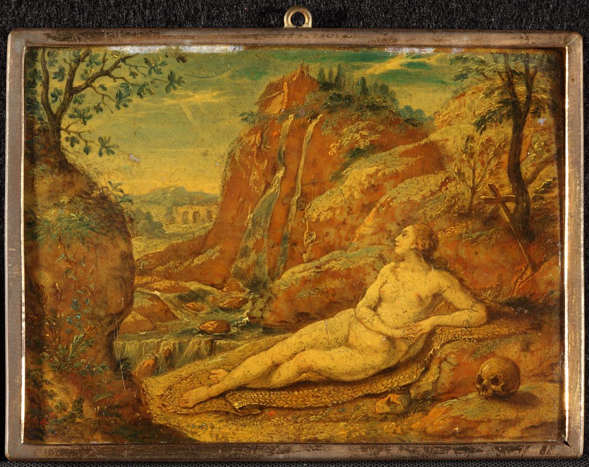 Die büßende Maria Magdalena in gebirgiger Landschaft