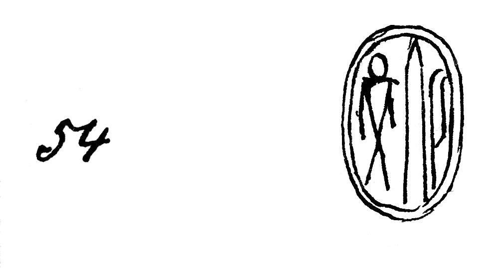 Skarabäus: Mann mit Falkenkopf (Sonnengottheit); auf der anderen Seite: Bildzeichen "maat"