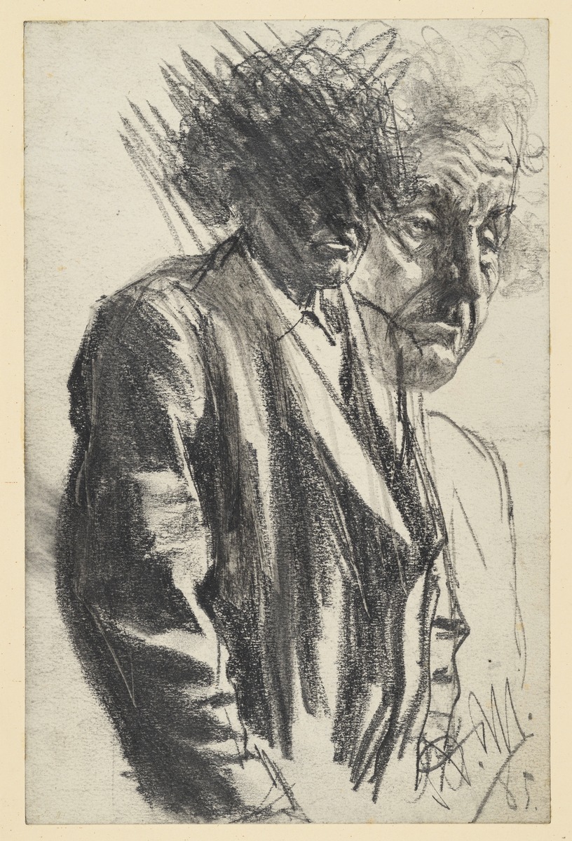 Halbfigur eines alten Mannes (der Kopf verworfen), das Gesicht wiederholt