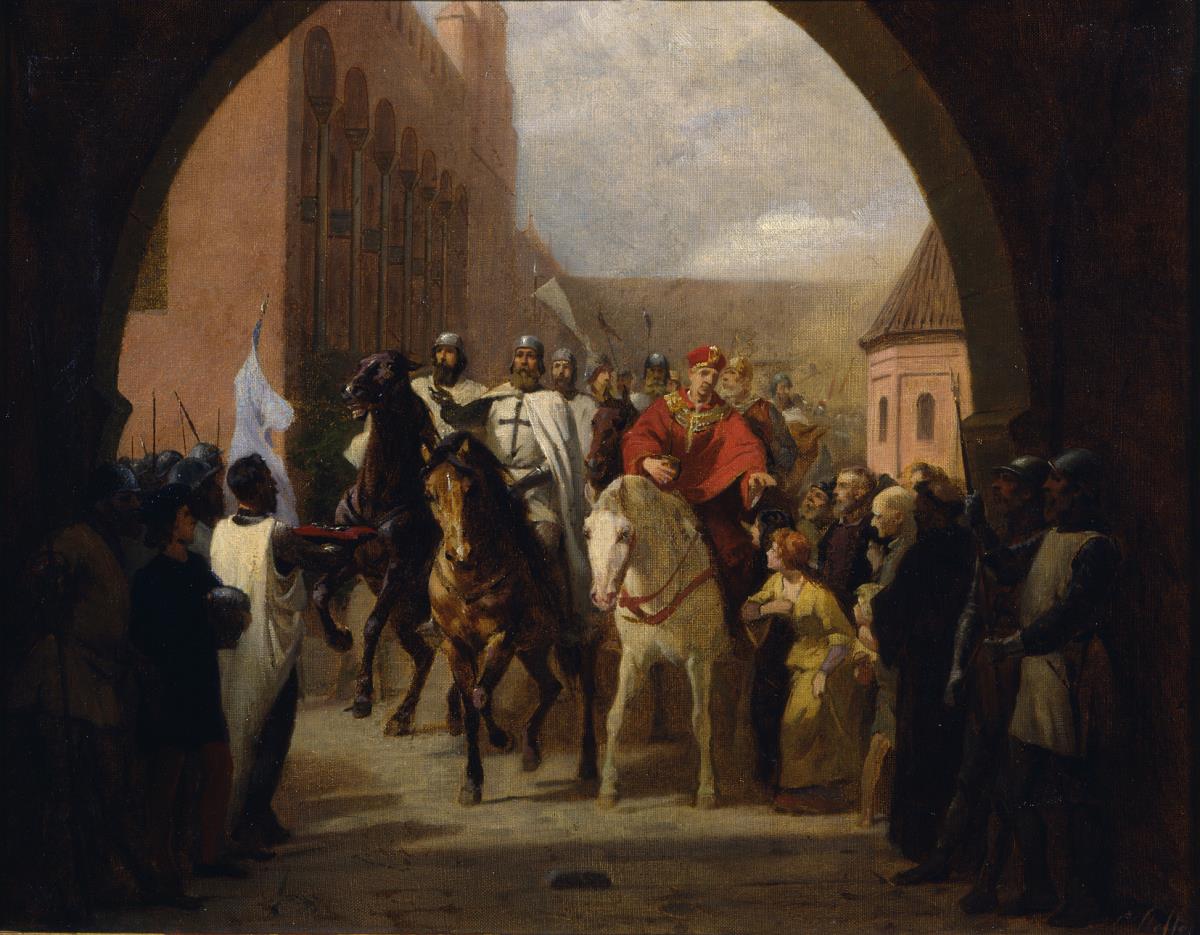 Einzug der Ordensritter in die Marienburg. Entwurf für die Ausmalung der Aula des Königlichen Wilhelms-Gymnasiums zu Königsberg