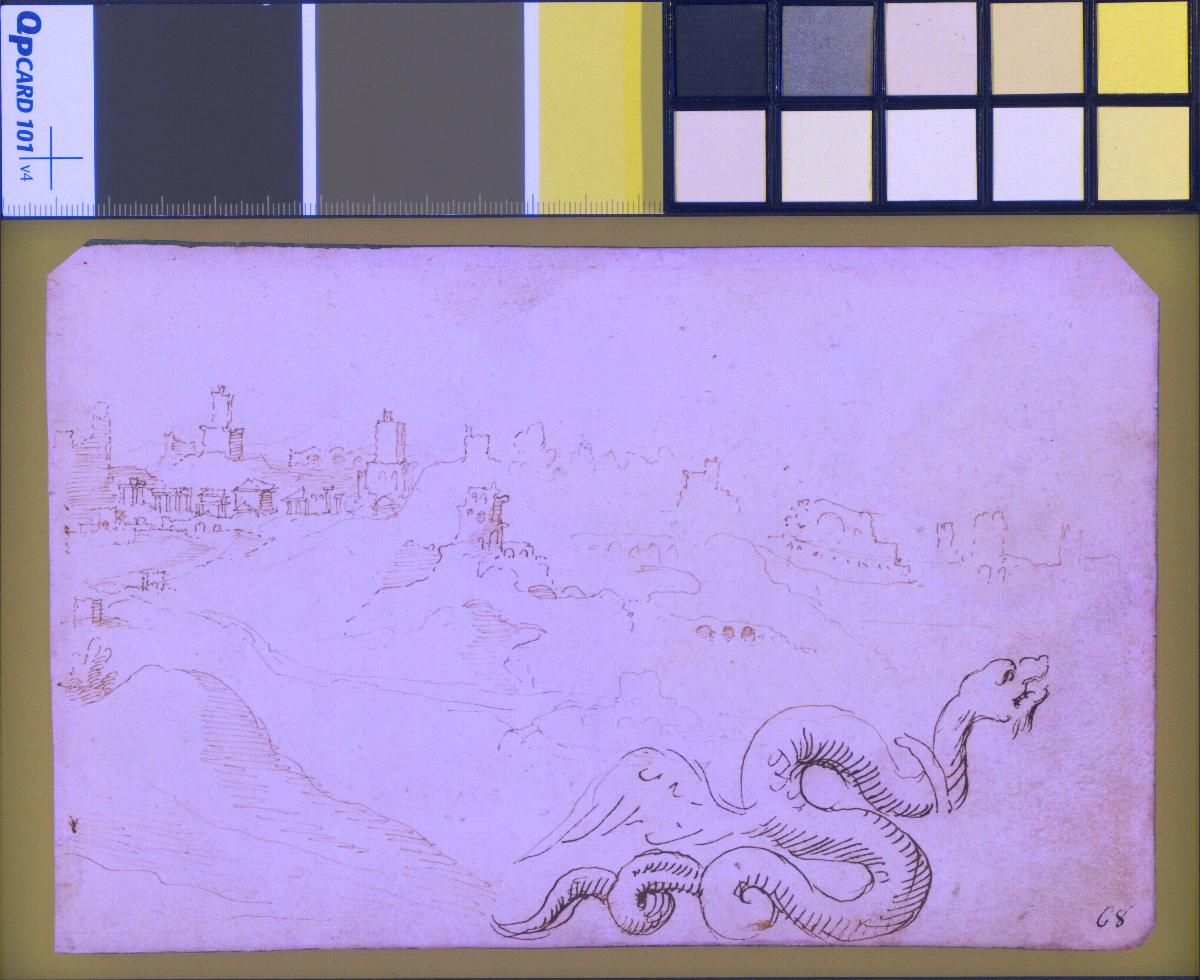 Blick auf Rom vom Aventin und geflügelter Drache