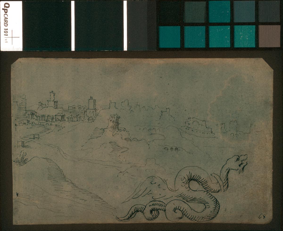 Blick auf Rom vom Aventin und geflügelter Drache