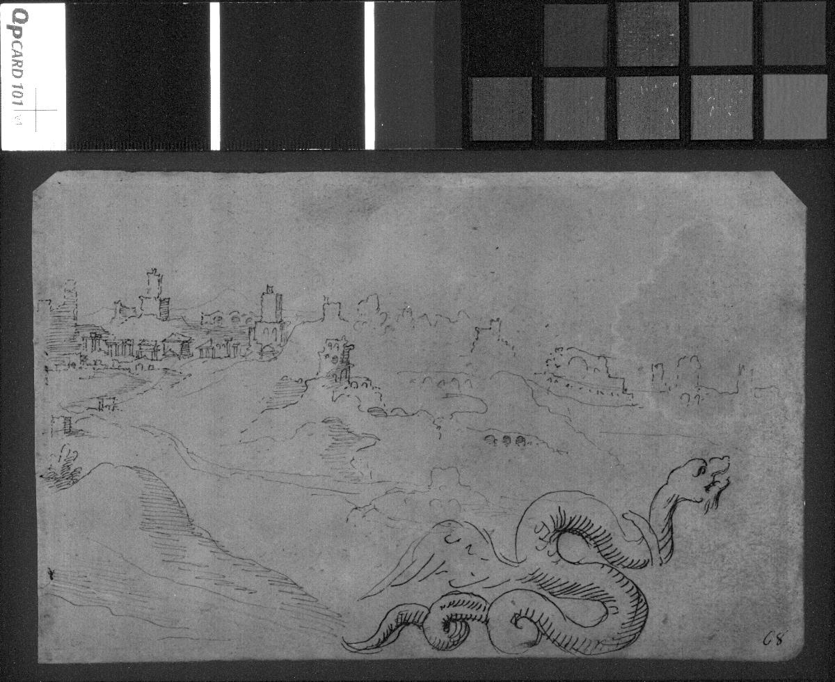 Blick auf Rom vom Aventin und geflügelter Drache