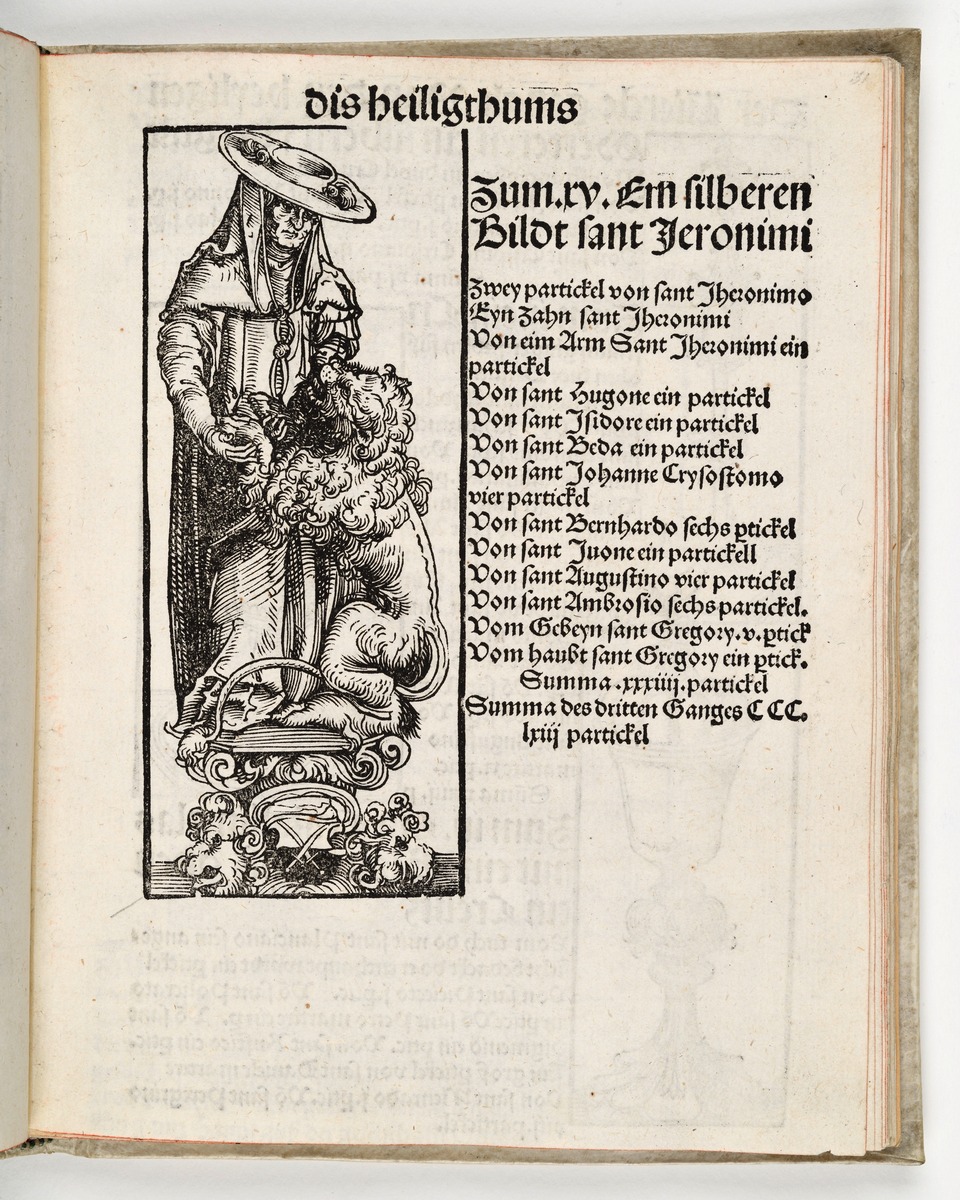 Wittenberger Heiltumsbuch: Silberstatuette des Heiligen Hieronymus