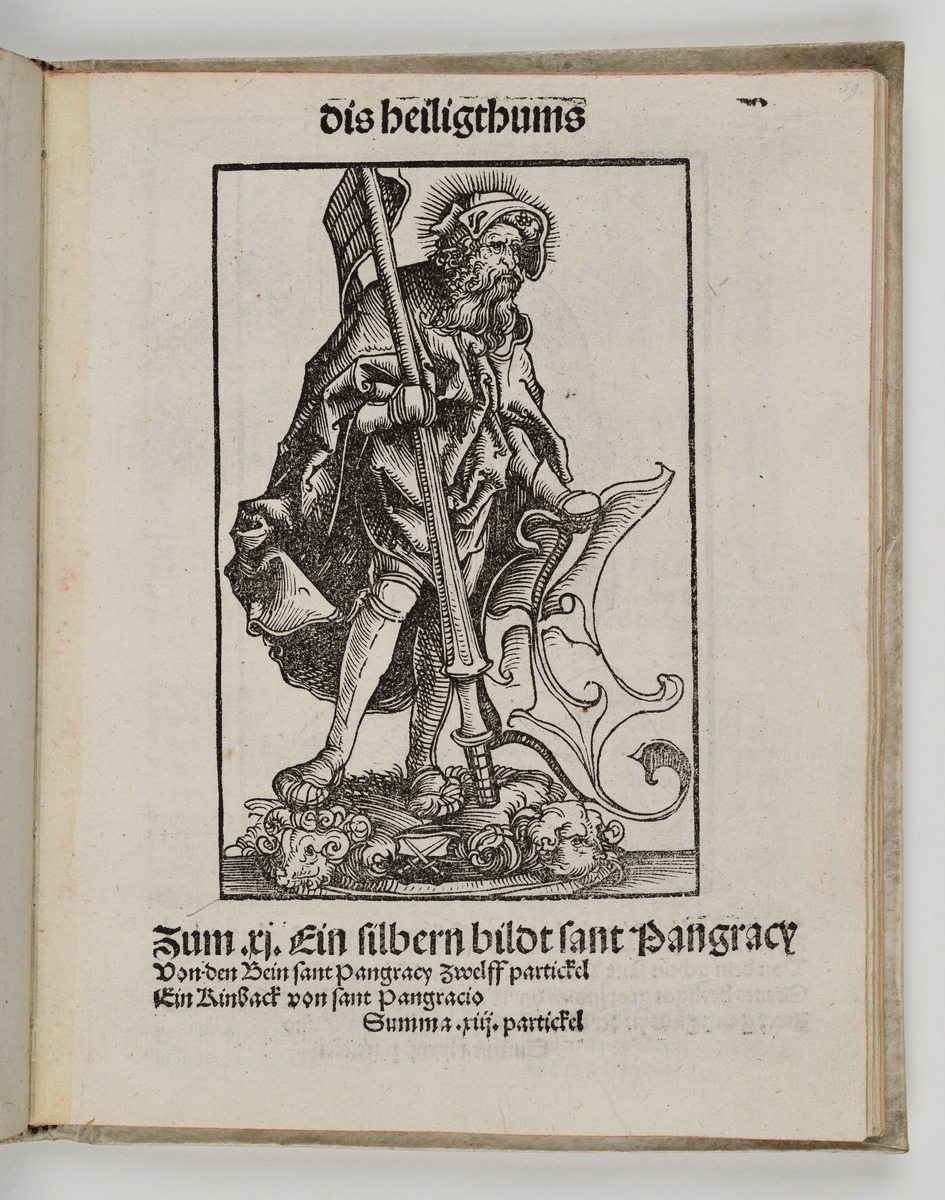 Wittenberger Heiltumsbuch: Silberstatuette des Heiligen Pankratius