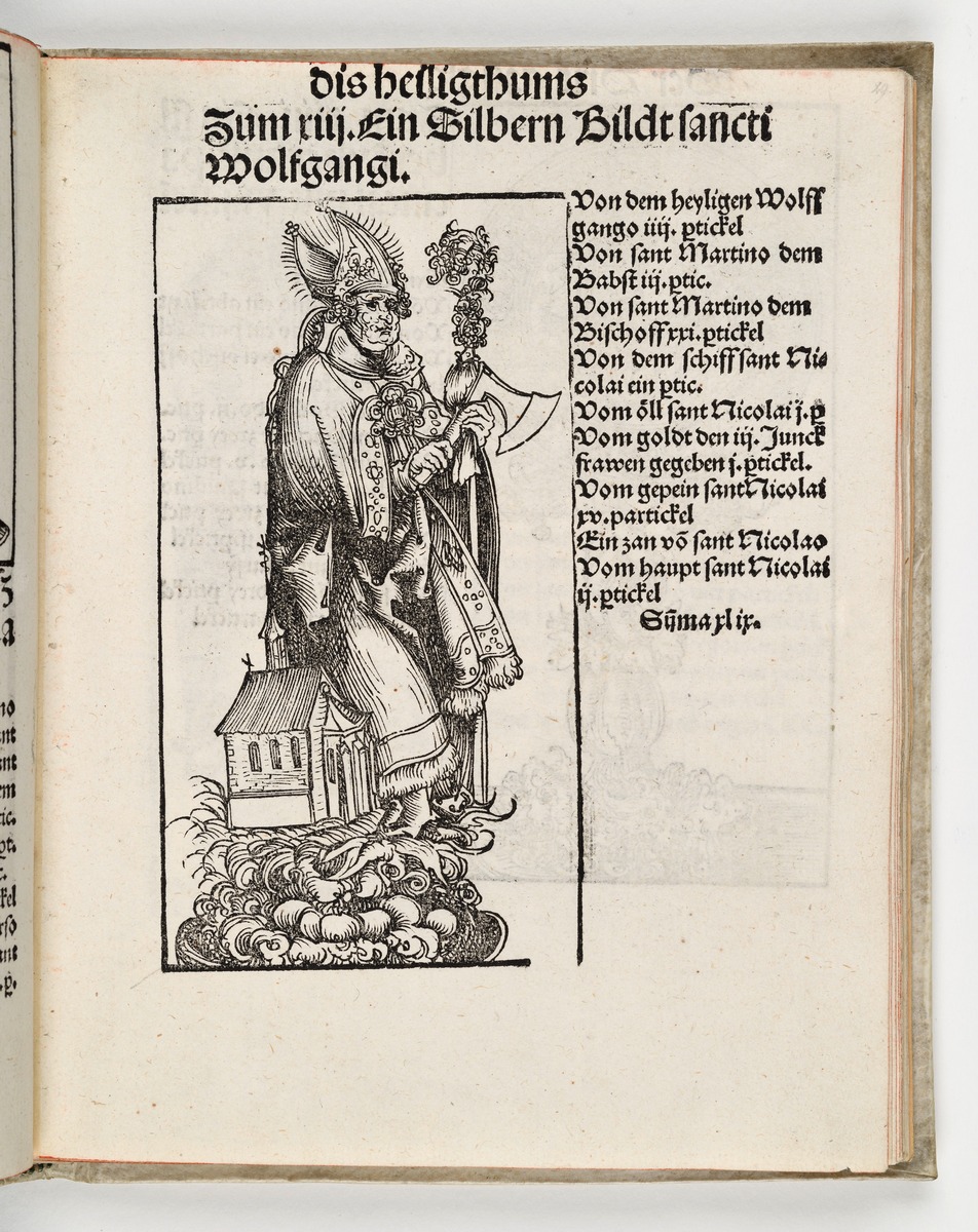 Wittenberger Heiltumsbuch: Silberstatuette des Heiligen Wolfgang
