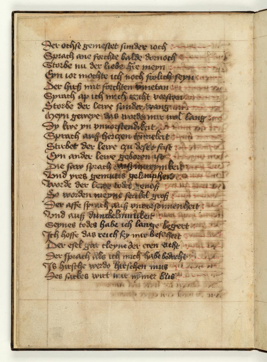Fabel vom kranken Löwen. Handschriftliche Textseite