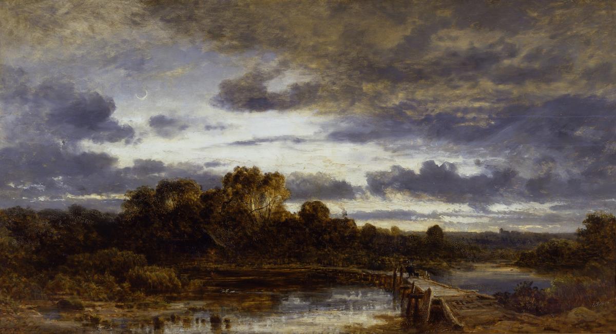 Abendlandschaft mit Steg im Vordergrund