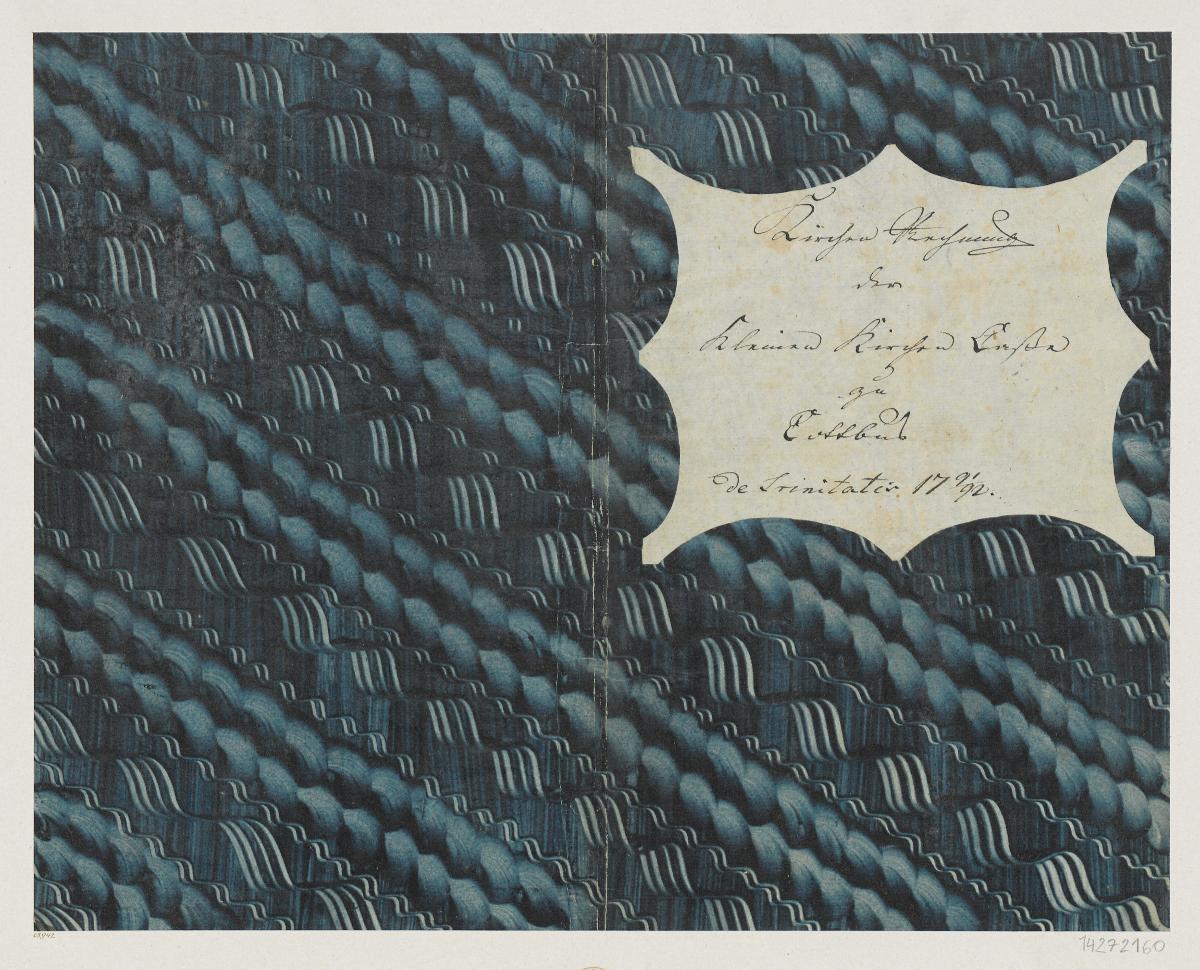 Kleisterpapier mit Verdrängungsdekor (Einband für eine Akte mit Etikett, 1791/1792)