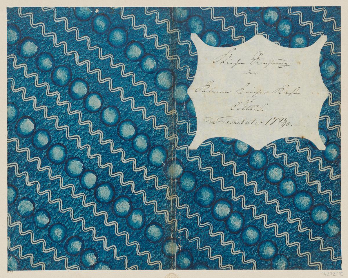Kleisterpapier mit Verdrängungsdekor (Einband für eine Akte mit Etikett, 1792/1793)
