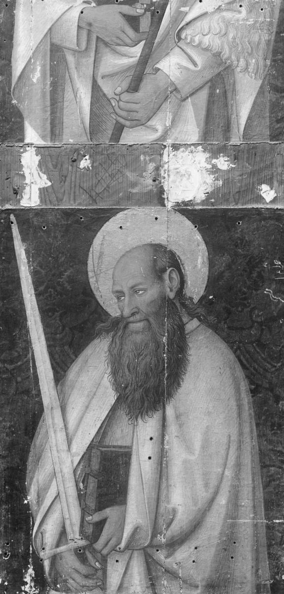 Der heilige Ludwig von Toulouse mit kniender Stifterin / Johannes der Täufer und Paulus