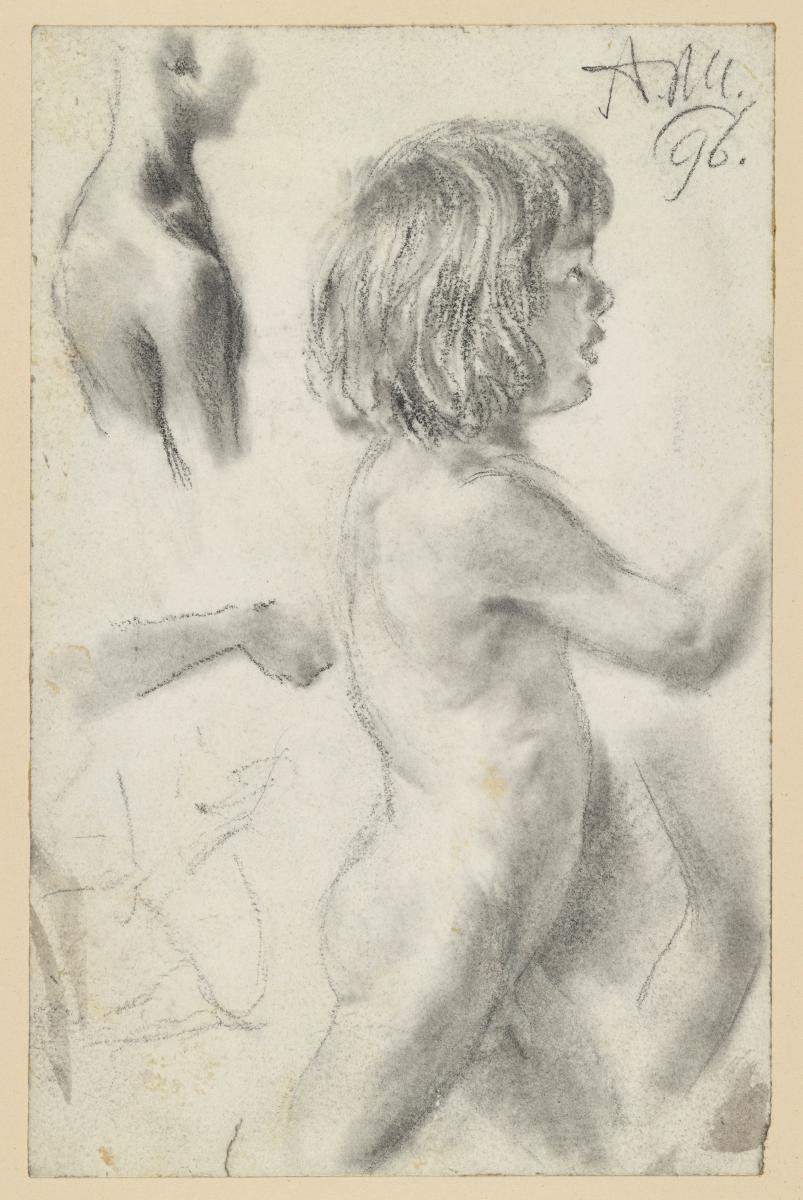 Akt- und Gliederstudien eines Knaben. Modellstudie zum "Akademieblatt" 1896