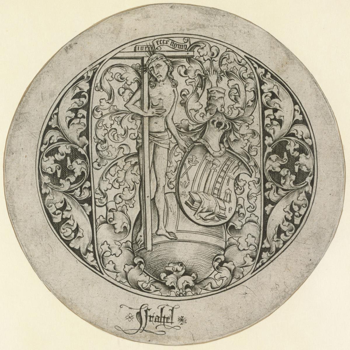 Schmerzensmann mit den Leidenswerkzeugen in einem Initial-O
