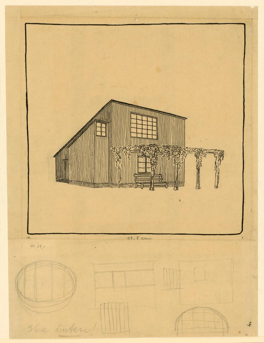 Haus Nau-Roeser, Lostau bei Magdeburg, Gartenseite, Perspektive 1