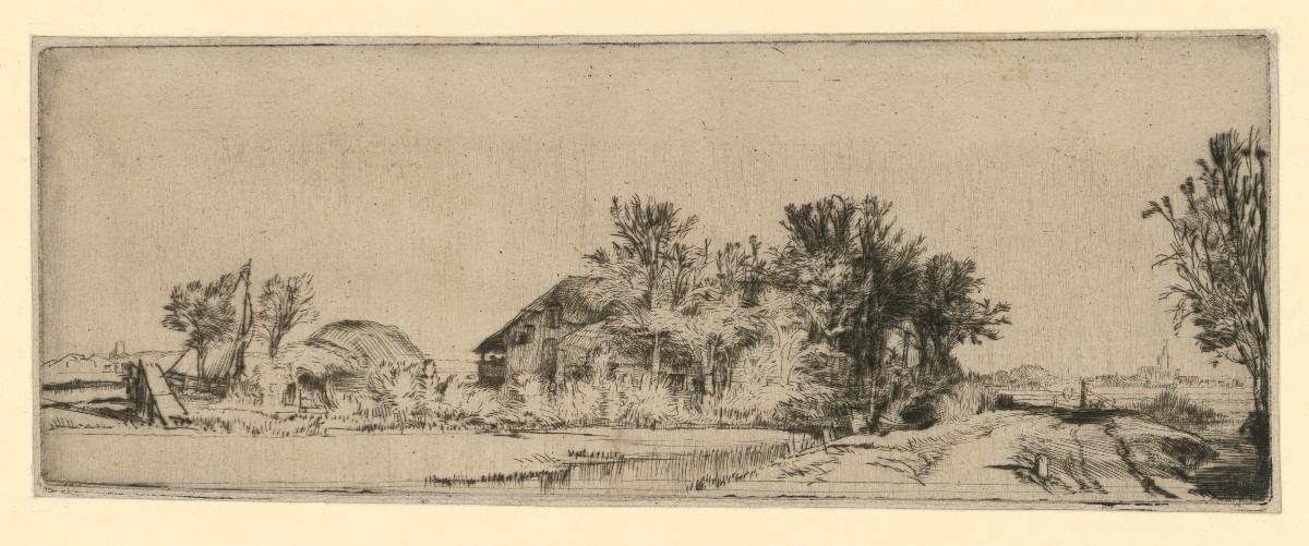 Landschaft mit Uferstraße und Kanal
