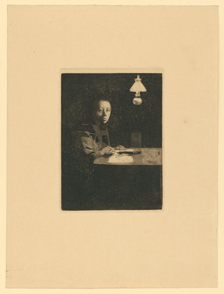 Selbstbildnis am Tisch (Endgültige Fassung, 5. Zustand)
