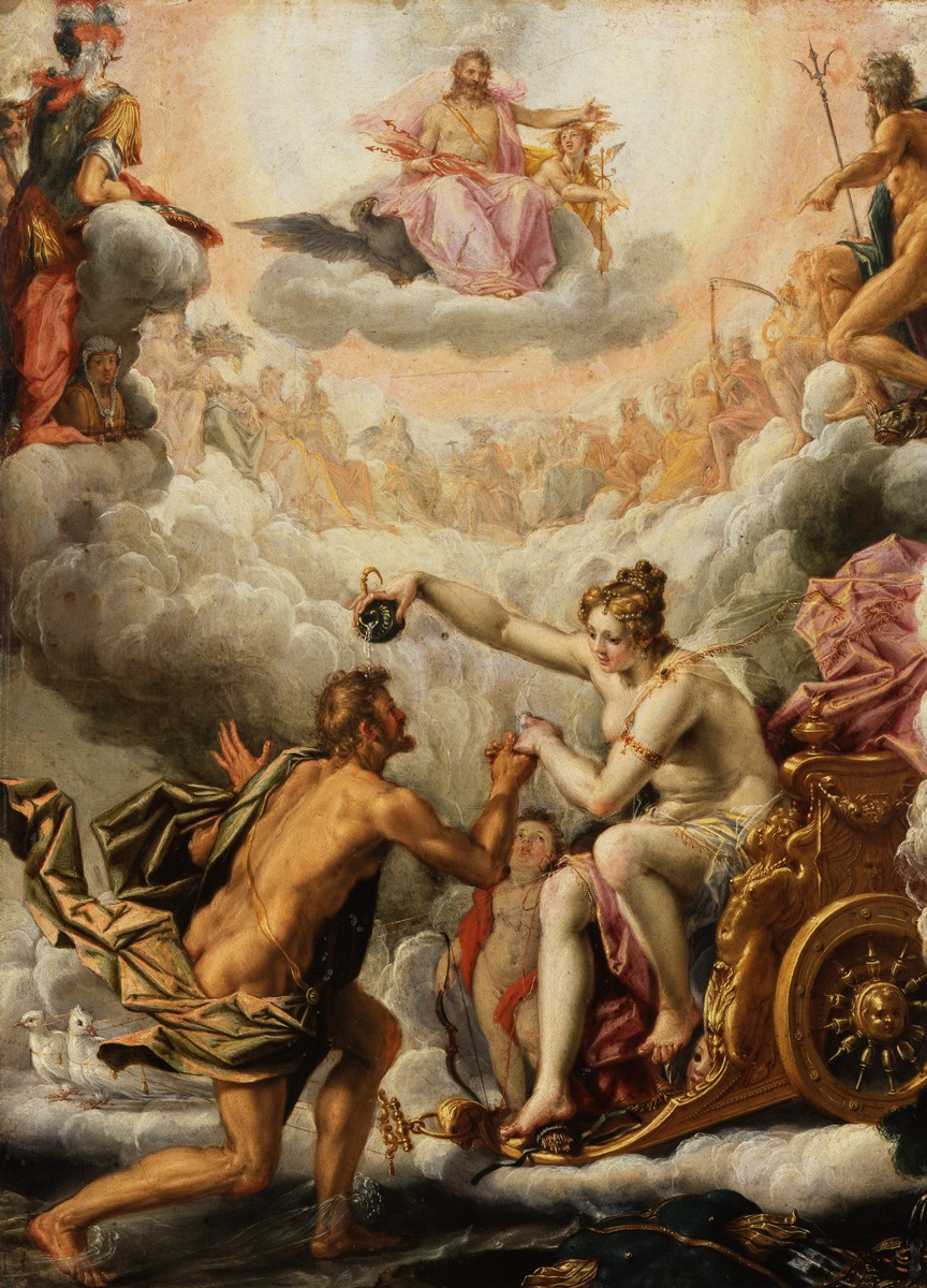 Aeneas wird von Venus in den Olymp aufgenommen
