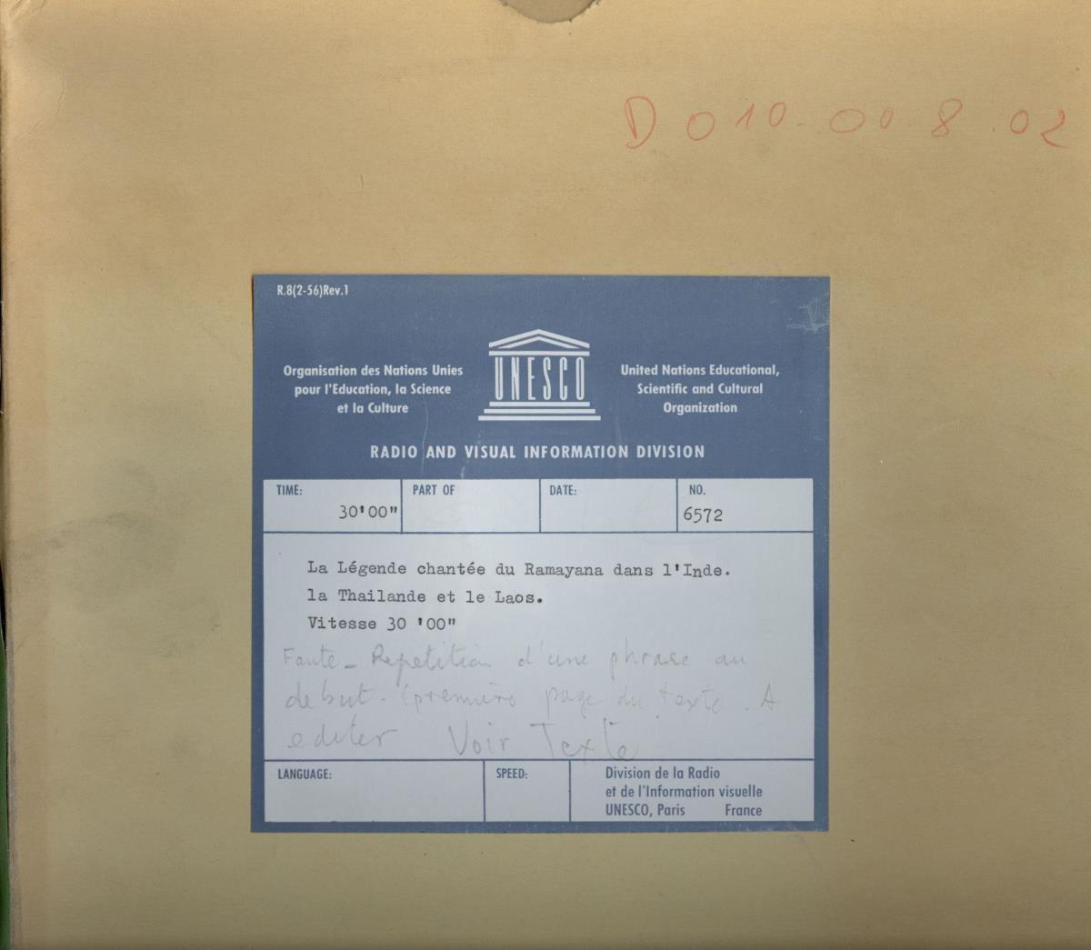 Radio Programme "La Légende chantée du Ramayana dans l'Inde, la Thailande et le Laos"