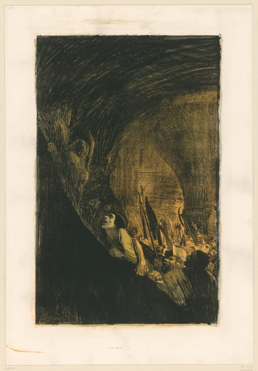 Bewaffnung in einem Gewölbe (Verworfene Fassung zu Blatt 4 aus "Bauernkrieg")