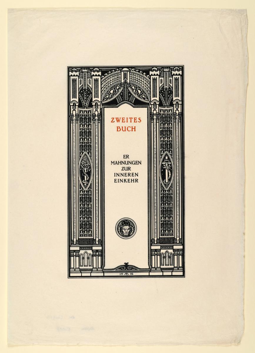 Probedruck des zweiten Zwischentitels in Thomas von Kempen Die vier Bücher von der Nachfolge Christi