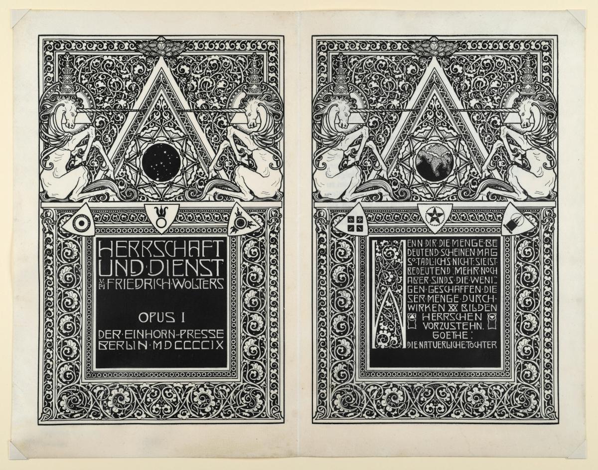 Probedruck des Titelblattes zu Friedrich Wolters Herrschaft und Dienst