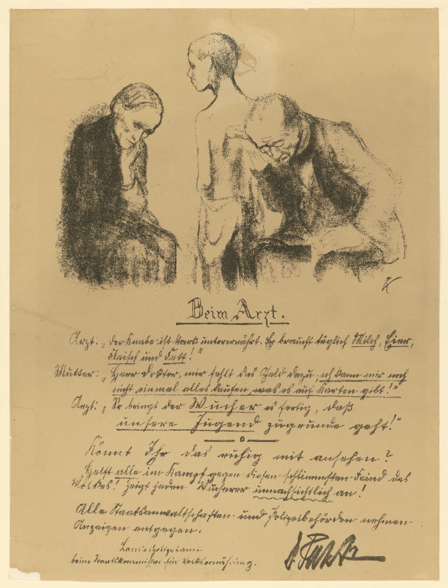 Beim Arzt (Blatt 3 der "Drei Flugblätter gegen Wucher", 3. Zustand)