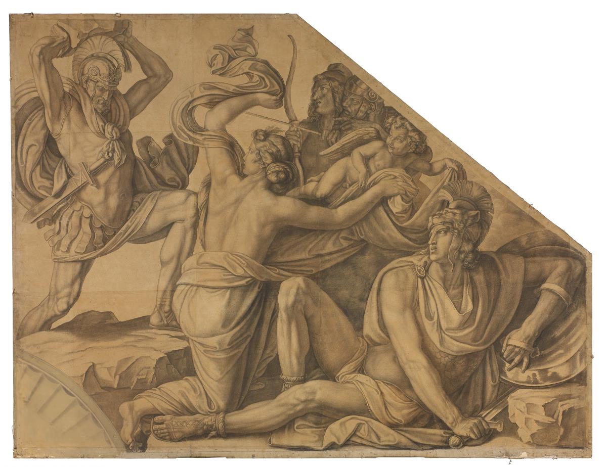 Aphrodite schützt Paris gegen Menelaos