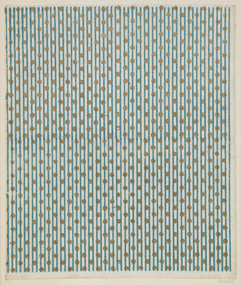 Modeldruckpapier mit Golddruck (Streifendekor mit Punkten)