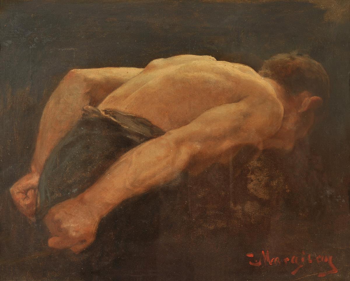 Ziehender gebeugter Mann
