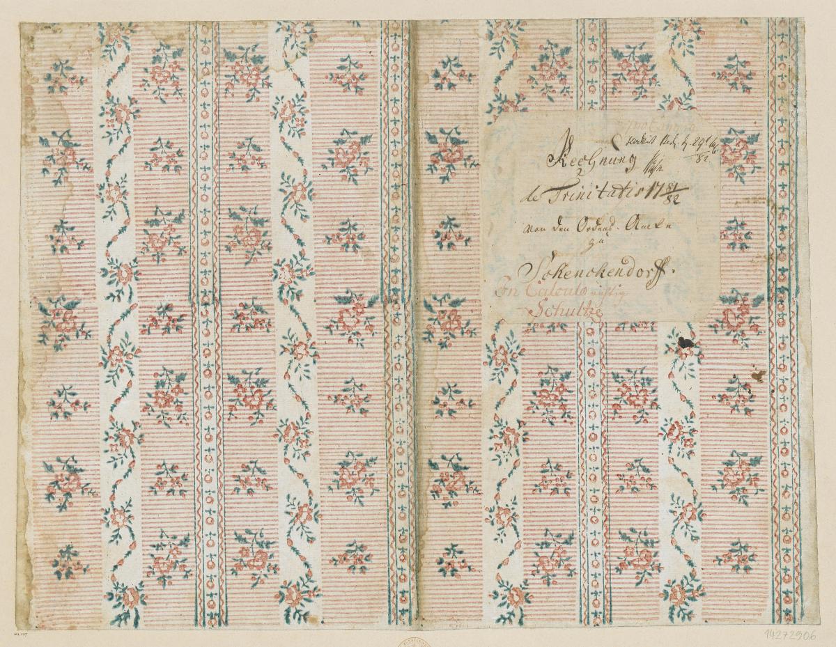 Modeldruckpapier (Einband für eine Akte mit Etikett, 1781/1782)