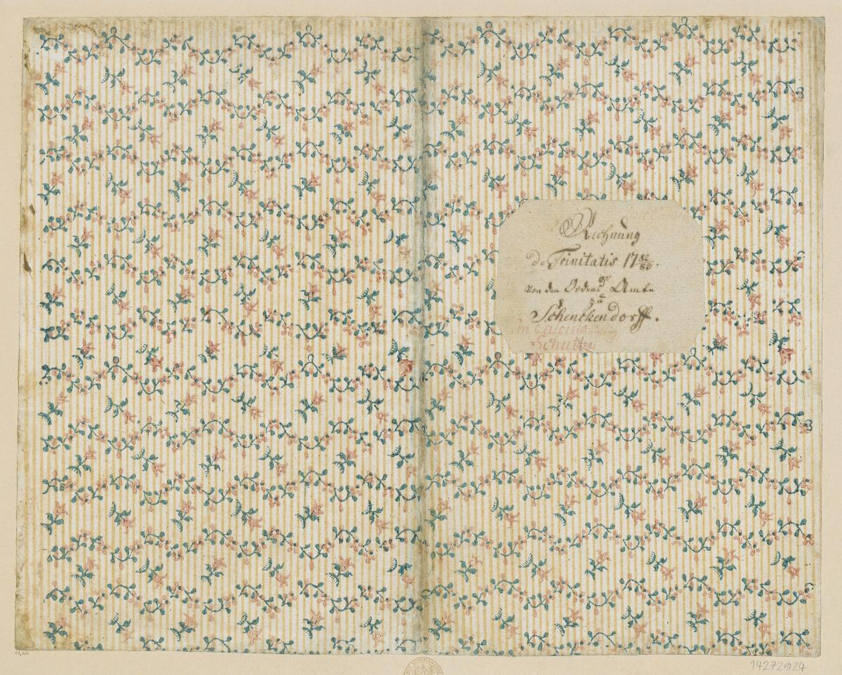 Modeldruckpapier (Einband für eine Akte mit Etikett, 1782/1783)