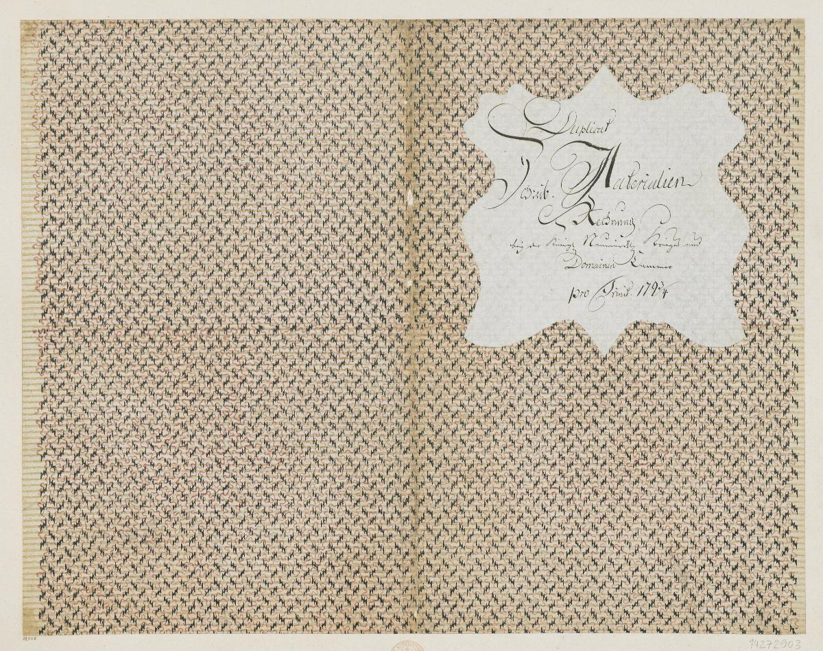 Modeldruckpapier (Einband für eine Akte mit Etikett, 1793/1794)