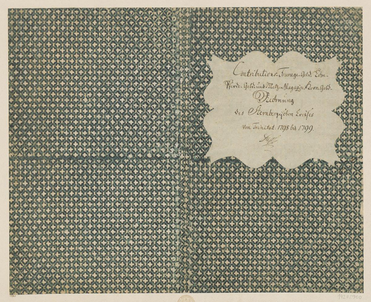 Modeldruckpapier (Einband für eine Akte mit Etikett, 1798/1799)