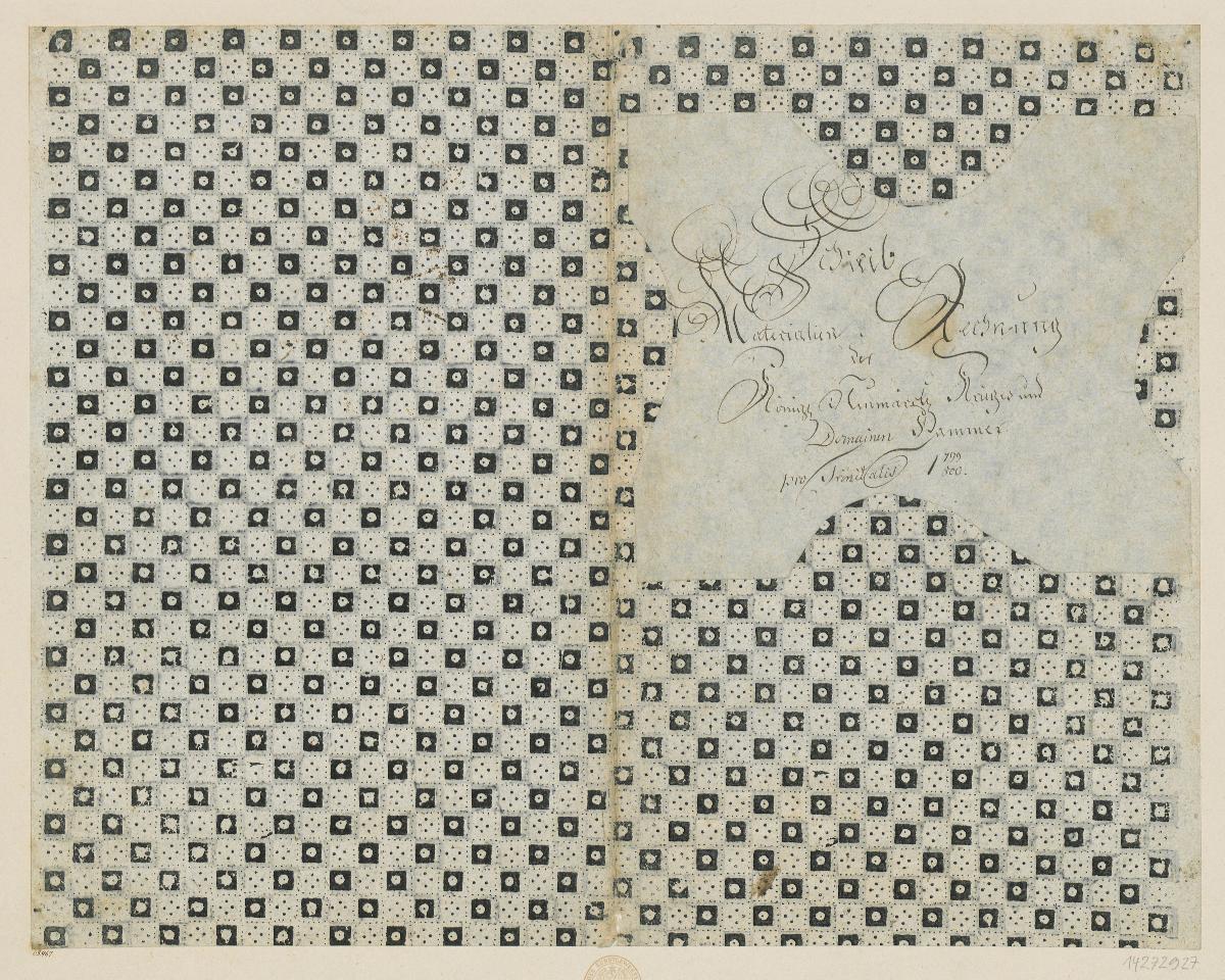 Modeldruckpapier (Einband für eine Akte mit Etikett, 1799/1800)