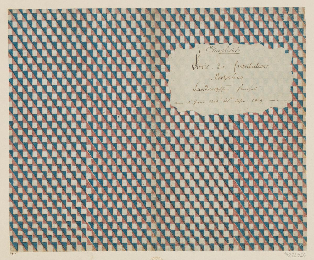 Modeldruckpapier (Einband für eine Akte mit Etikett, 1808/1809)