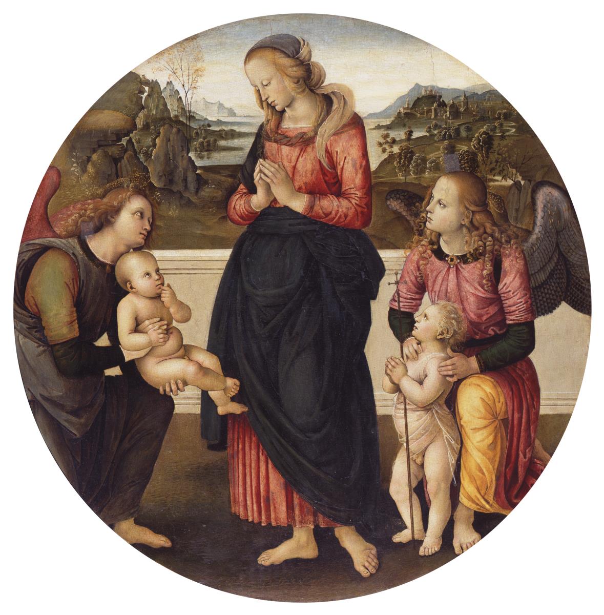 Maria, das Kind verehrend, mit dem Johannesknaben und zwei Engeln